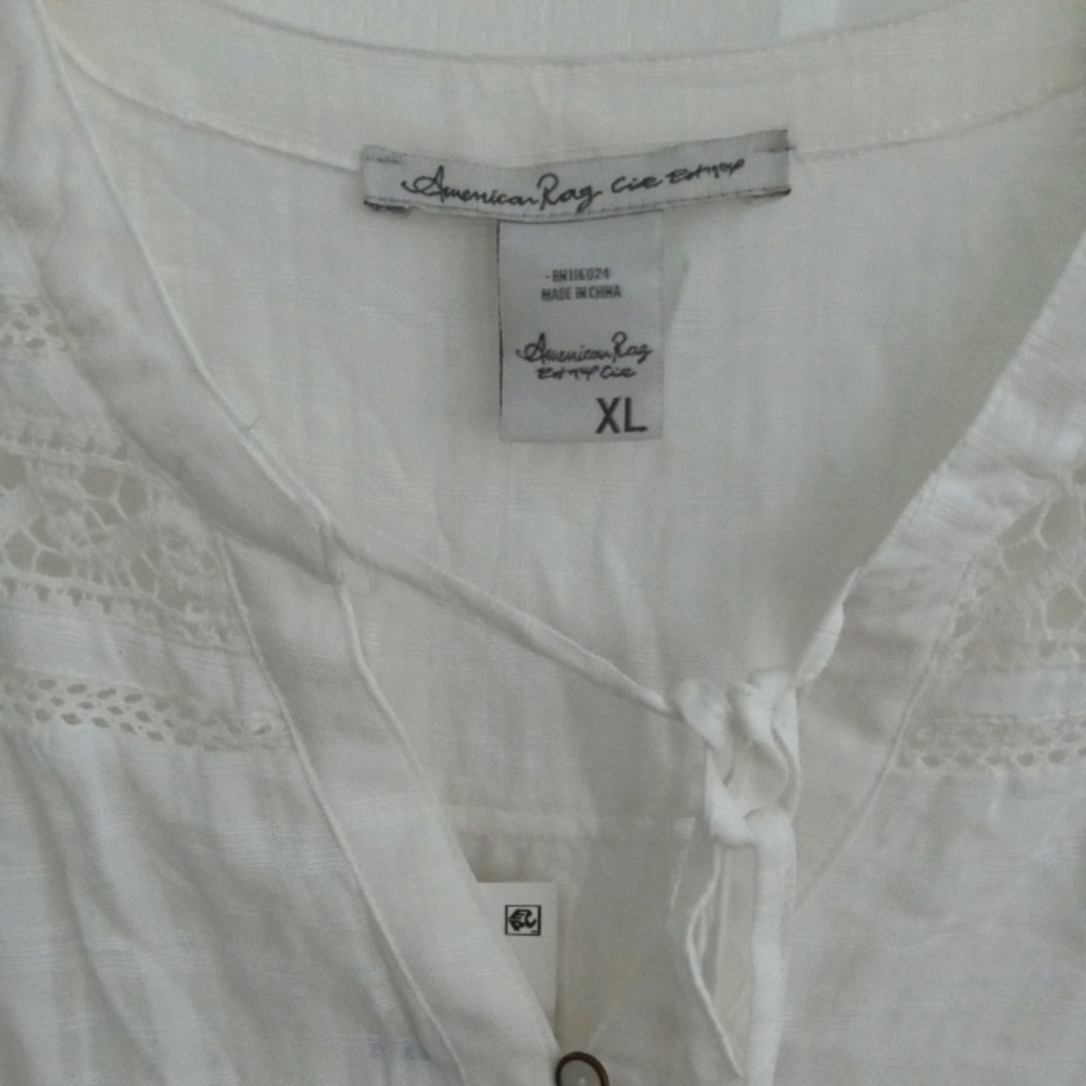 Women's American Rag White Boho Blouse NWT SXL